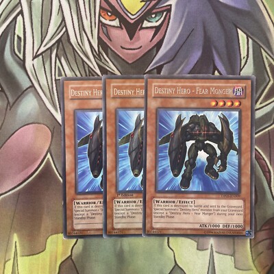 DP05-EN009 x3 Destiny Hero - Fear Monger Rare Excellent Condition Yugioh-image