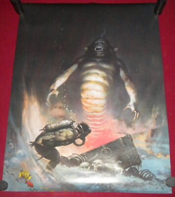 Frank Frazetta Godzilla Water Dragon 17x22  1980  Fairfax Prints Fantasy Art-image