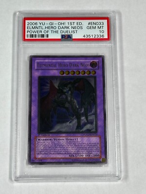 YUGIOH PSA 10 Elemental Hero Dark Neos POTD-EN033 Ultimate Rare 1st Edition *336-image
