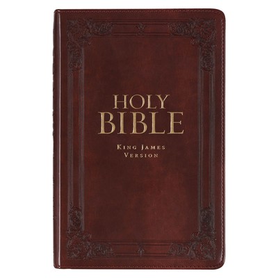KJV Red Letter Deluxe Gift Bible Faux Leather Flexcover, Ribbon Marker, Burgundy-image