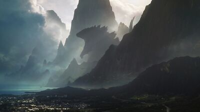 Anime Artwork Godzilla Sea Mountains  Gaming Mat Desk 14843-image