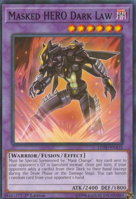 YUGIOH CARD DESTINY HERO DAR LAW LEHD-ENA35 1ST EDITION-image