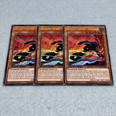 Yugioh Destiny HERO - Dasher SGX1 1st Edition Secret Rare 3 Card Set NM-image