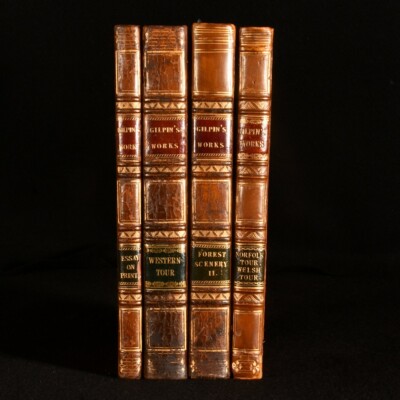 1802-09 4 vol. Works of William Gilpin Full Calf Illustrated Folding Plates-image
