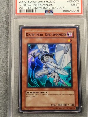 PSA 9 2007 YUGIOH WC07-EN003 DESTINY HERO-DISK COMMANDER SUPER RARE MINT-image