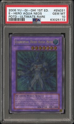 YUGIOH PSA 10 Elemental Hero Aqua Neos POTD-EN031 Ultimate Rare 1st Edition 5172-image