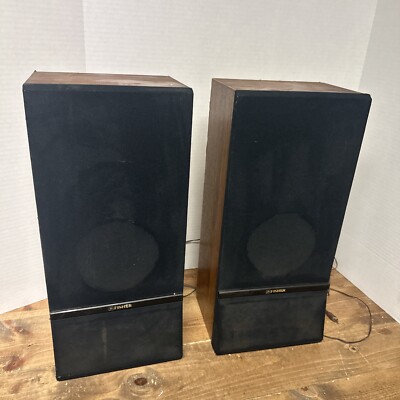 Vintage Fisher Speakers MS-710 Pair Faux Woodgrain RCA Connectors 19Hx9Wx7D-image