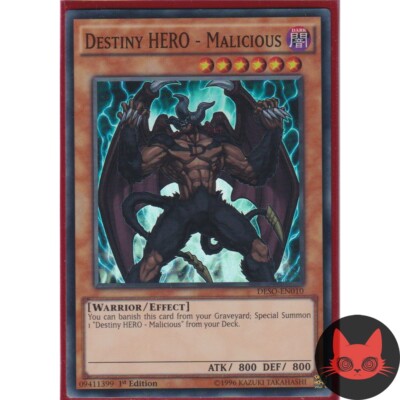 Yugioh Destiny HERO - Malicious DESO-EN010 Super Rare 1st Edition NM-image