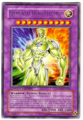 YUGIOH • Elemental Hero Electrum MDP2-EN001 RARE CARD PROMO RARITY NM-image