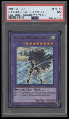 YuGiOh Elemental HERO Great Tornado LC02-EN010 Limited Edition Ultra Rare PSA 7-image