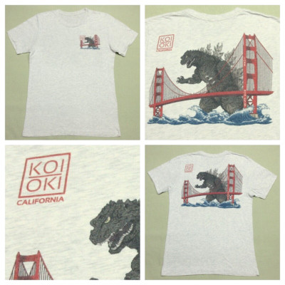 KOIOKI Golden Gate Bridge Godzilla Monster SF California Gray Shirt -Mens Medium-image