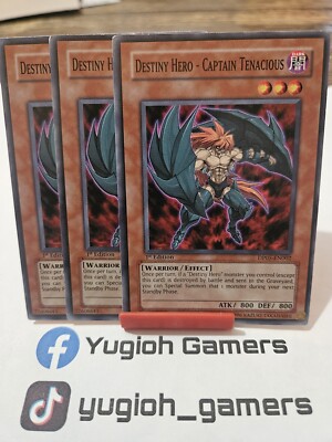 Yu-Gi-Oh Destiny Hero Captain Tenacious X3 DP06 1st Edition Common Light Played -image