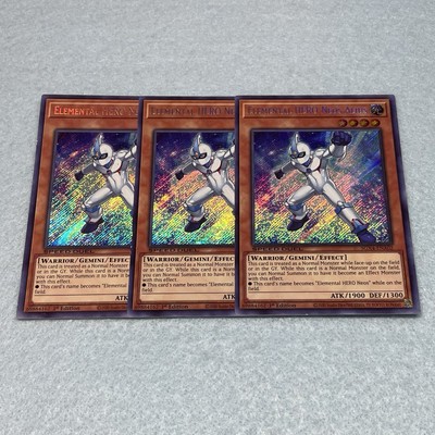 Yugioh Elemental HERO Neos Alius 1st Ed Secret Rare 3 Card Set Lightly Played-image