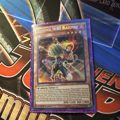 YUGIOH ELEMENTAL HERO BLAZEMAN SECRET RARE 1ST EDITION WSUP-EN032 LP-image