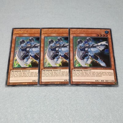 Yugioh Elemental HERO Bubbleman SGX2 1st Edition Secret Rare 3 Card Set NM-image