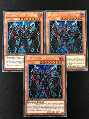 YUGIOH DESTINY HERO PLASMA SECRET RARE! X3 1ST SGX1-ENB01 (NM) SPEED DUEL-image