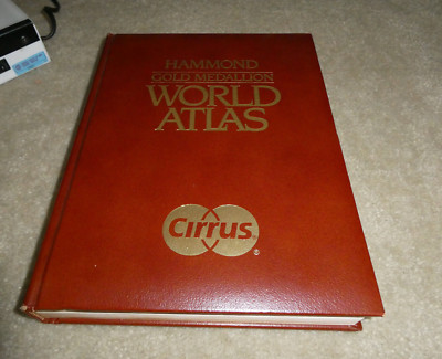 1992 Book Hammond Inc Gold Medallion World Atlas Leather Cover Cirrus-image