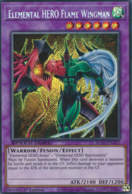 1X NM Elemental HERO Flame Wingman - SGX1-ENA21 - Secret Rare 1st Ed - yugioh-image