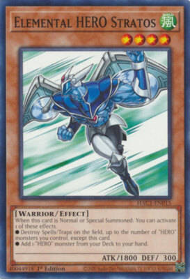 Yugioh! LP Elemental HERO Stratos - HAC1-EN015 - Common - 1st Edition Lightly Pl-image