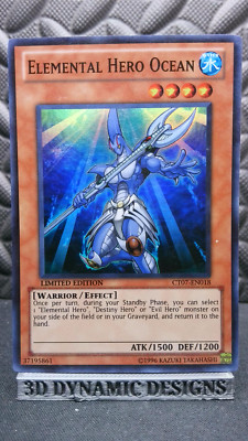 | Yugioh Elemental HERO Ocean CT07-EN018 Super Rare 2010 Tin  NM- 🔥 |-image