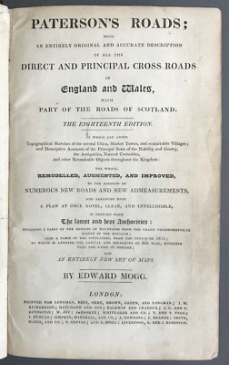Edward Mogg   Paterson’s Roads  18th Edition   Longman, Rees, Orme, Brown  1832 -image