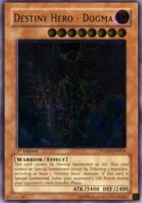 Yugioh-Destiny Hero - Dogma-Ultimate Rare-1st Edition-POTD EN014 (LP)-image