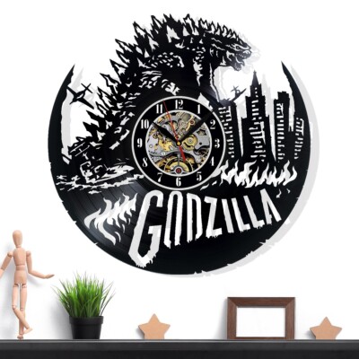 Godzilla Vinyl Wall Clock - Retro Decor - Unique Home Accent-image