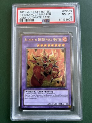 Yugioh 2011 Elemental Hero Nova Master 1st Ed. GENF-EN093 Ultimate Rare PSA 8-image