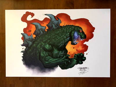 Godzilla 11 x 17 Signed Art Print/Poster Japan Kaiju Monster Unique Great Gift!-image