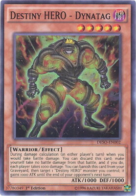 Yu-Gi-Oh Card - DESO-EN002 - DESTINY HERO - DYNATAG (super rare holo) - NM/Mint-image