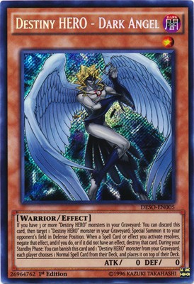 Light Play x 1 Destiny HERO - Dark Angel - DESO-EN005 - Secret Rare - 1st Editio-image