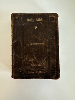 Antique Holy Bible - London Eyre & Spottiswoode Leather w/ Maps References Index-image