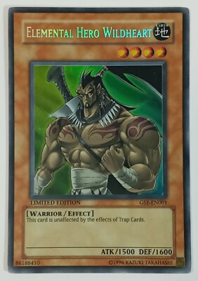 1996 Yu-Gi-Oh YuGiOh Holo Card Elemental Hero Wildheart GSE-EN001 Limited Ed-image