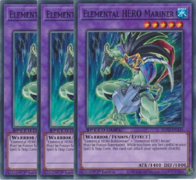 Yugioh - Elemental HERO Mariner x 3 - 1st Edition NM - Free Holographic Card-image