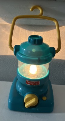 Vintage Fisher Price Lantern Light Up & Sound Camping Toy 1997 Teal WORKS! CUTE!-image