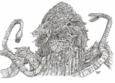 Monster Art Godzilla vs. Biollante Biollante  original Artwork ink drawing -image