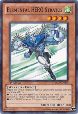 Yugioh - Elemental HERO Stratos - 1st Edition - NM - Free Holographic Card-image