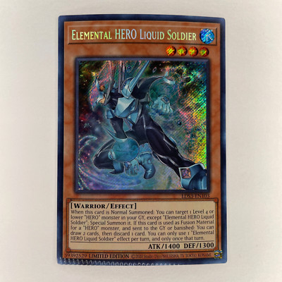 MISCUT CRIMPED ELEMENTAL HERO LIQUID SOLDIER LDS3-EN103 SECRET RARE NM YUGIOH-image