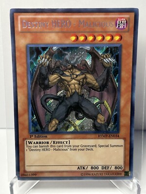 Yugioh Destiny HERO - Malicious RYMP-EN034 Secret Rare Lightly Played-image