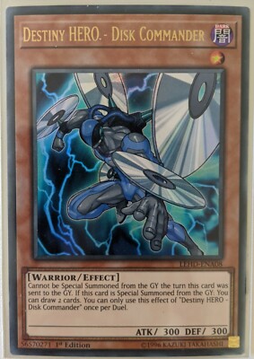 YuGiOh Destiny HERO - Disk Commander Ultra Rare 1st Edition LEHD-ENA08 NM-image