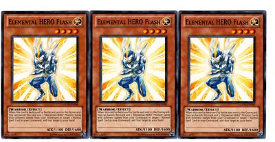 Yugioh- 3X Elemental HERO Flash - Common - Unlimited - GENF-EN090 - Near Mint-image
