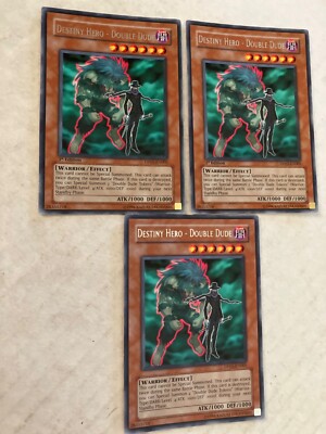3 destiny hero-double dude (2 are 1st edition rare yu-gi-oh gaming cards Cscan-image