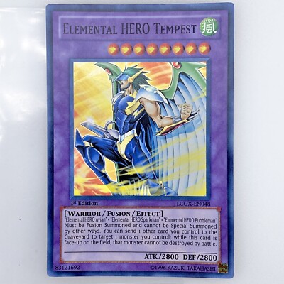 Yugioh! Elemental HERO Tempest LCGX-EN048 Super Rare 1st Edition Lightly Played-image