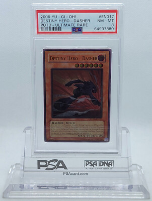 YUGIOH POTD-EN017 DESTINY HERO DASHER ULTIMATE RARE HOLO PSA 8 NM-MT #64937880-image