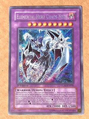 yugioh Elemental Hero Chaos Neos GLAS-EN036 Secret Rare 1st Edition near mint-image