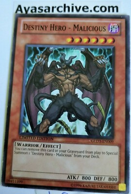 DESTINY HERO - MALICIOUS - LIMITED ED COMMON LP/P GLD3-EN009 - YUGIOH -image
