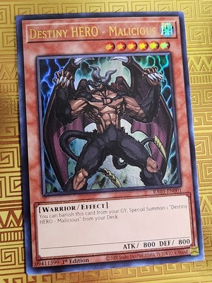 Destiny HERO - Malicious RA03-EN001 1st Edition Ultra Rare NM Yu-Gi-Oh -image