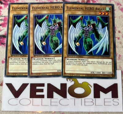 3x (M/NM) - Elemental HERO Avian - SGX2-ENA01 - Common - 1st Edition YuGiOh-image