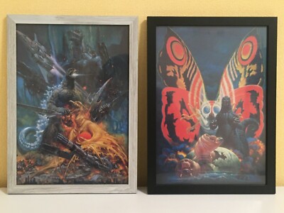 Godzilla framed clear file poster Ohrai Noriyoshi's artwork  TOHO Japan 2set-image