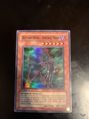 Yugioh Destiny Hero - Double Dude POTD-EN012 Super Rare 1st Edition NM/VLP-image
